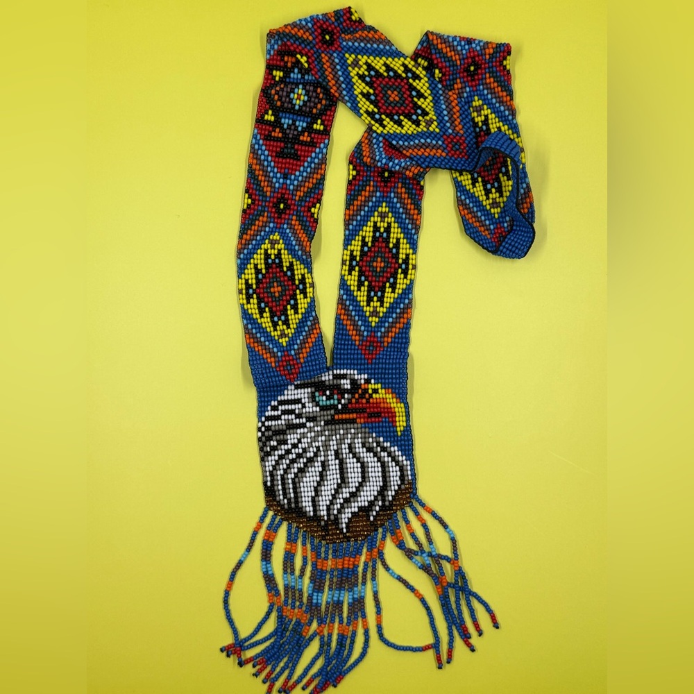 Colorful Beaded Eagle Scarf